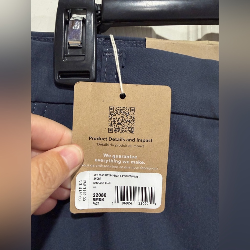 Patagonia Men's Size 40 Transit Traveler Pants Smolder Blue NWT Short Inseam - Picture 5 of 7